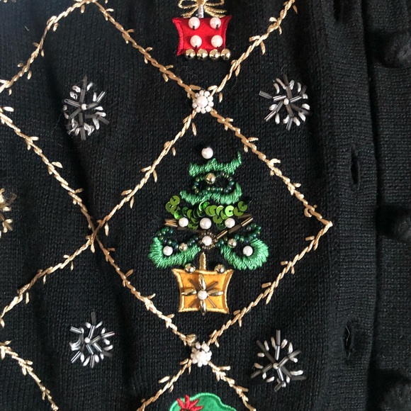 Vintage Holiday Button Up Sweater OHI Brand - Picture 5 of 6